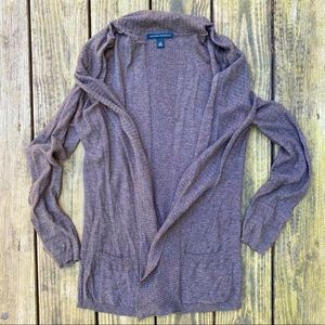 Lightweight Taupe Open-Front Cardigan